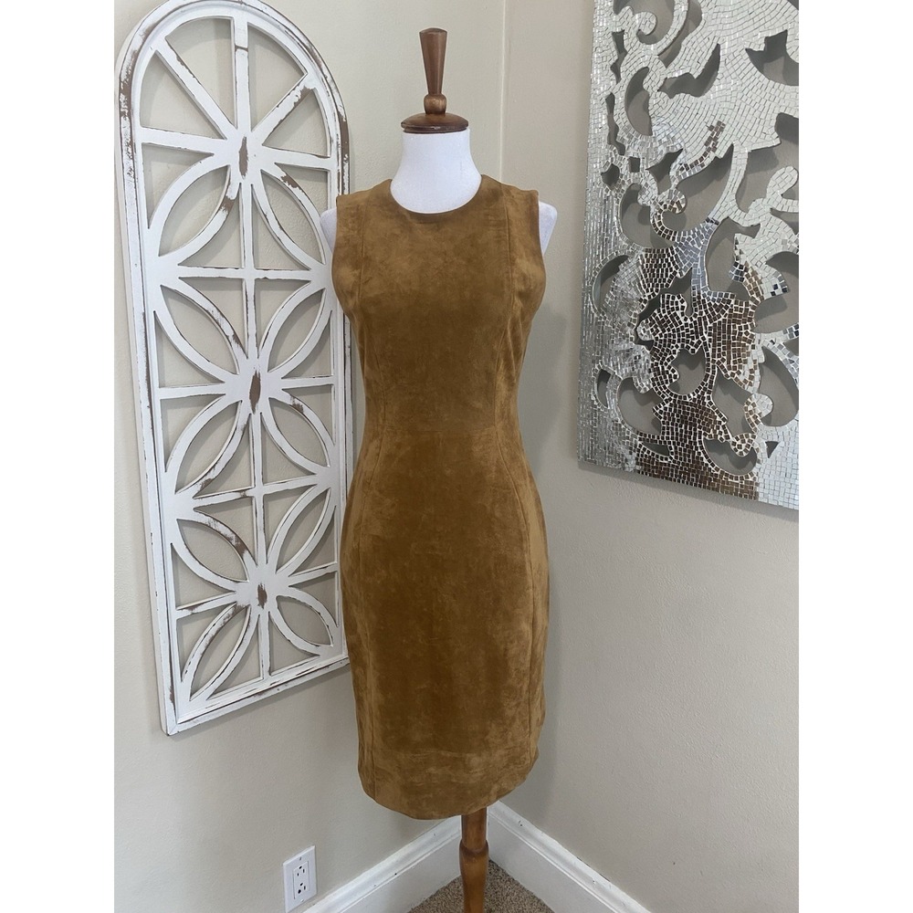 Calvin Klein Camel Suede Sheath Dress